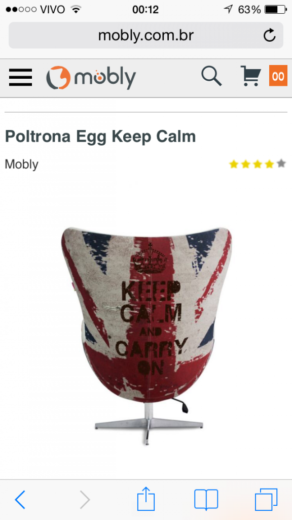 Poltrona Egg Keep Calm no site da Mobly