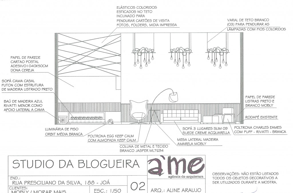 Adoro vistas, podemos ver como o ambiente vai ficar, com medidas definidas e idéias expostas. Os varais de teto com as lâmpadas penduradas ficaram exatamente deste jeito!